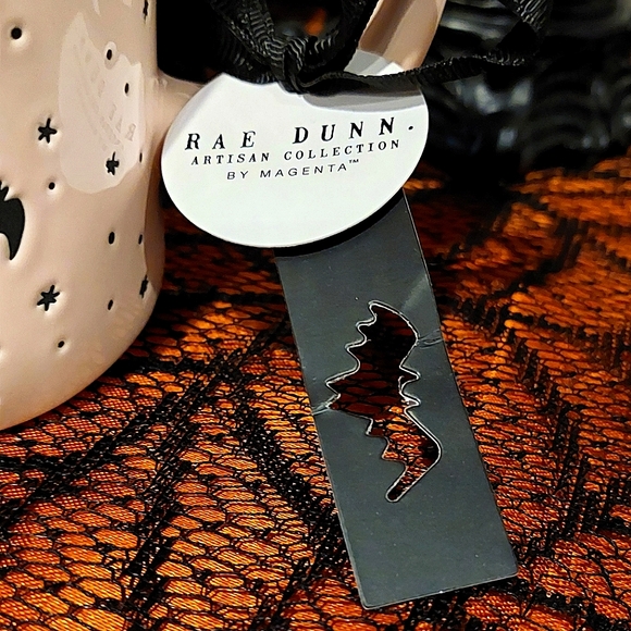🎉HP🎉 Rae Dunn "Dance 'Til You Drop" Skeleton & Bats Baby Pink Glossy Mug NWT - Picture 6 of 8